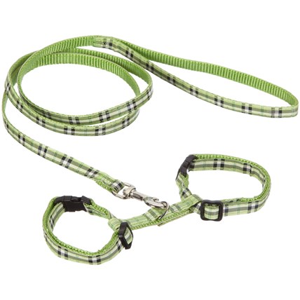 Kattsele med Kattkoppel Tartan Grön