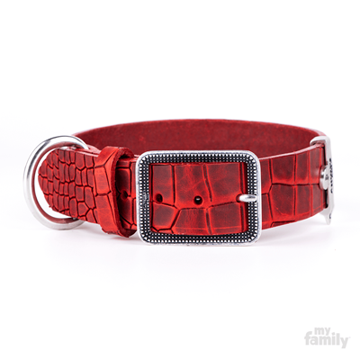 MyFamily Tucson Läderhalsband- Röd (XL+)
