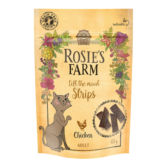 Rosie's Farm Snack "Strips" Chicken - Ekonomipack: 3 x 45 g