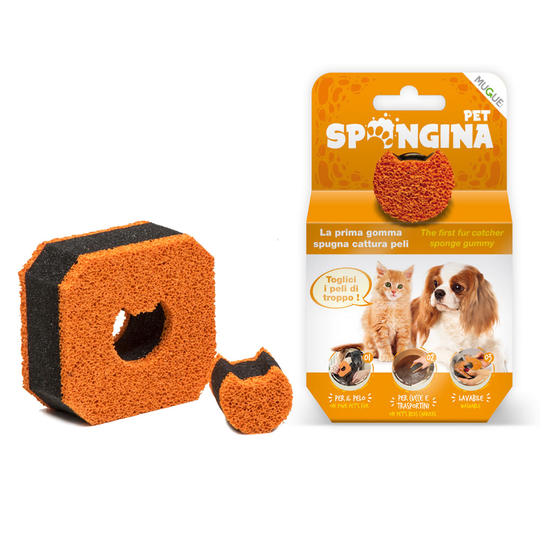 Mugue Spongina Pet gummisvamp för borttagning av djurhår - L 10 x B 9,5 x H 4,5 cm
