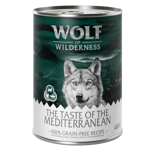 Ekonomipack: Wolf of Wilderness The Taste Of 12 x 400 g - The Taste Of The Mediterranean