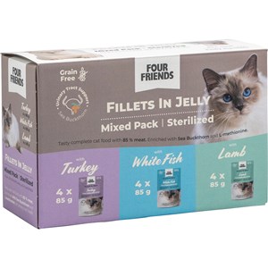 Kattmat Four Friends Menybox Sterilized Jelly 12x85 g