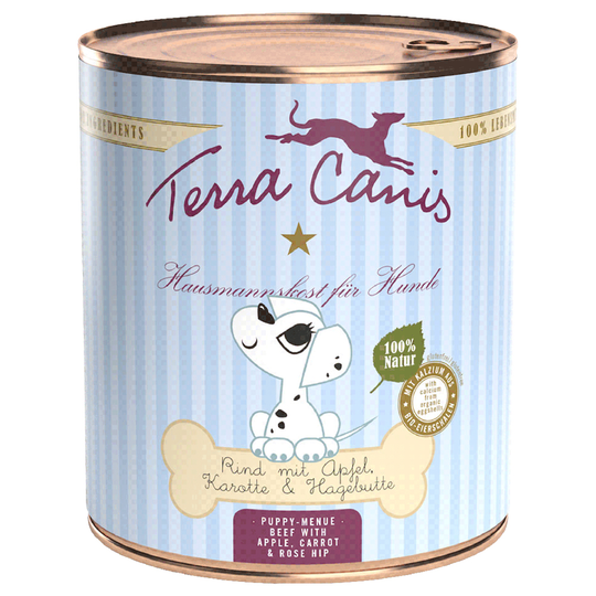 Terra Canis valpmeny 6 x 800 g - Nötkött med äpple, morötter & nypon
