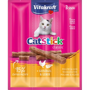 Kattgodis Vitakraft Cat Stick Mini Kyckling och Lever, 3-pack