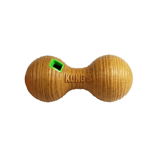 KONG Bamboo Feeder Dumbbell, ljusbrun - M: ca L 20 x B 9 cm