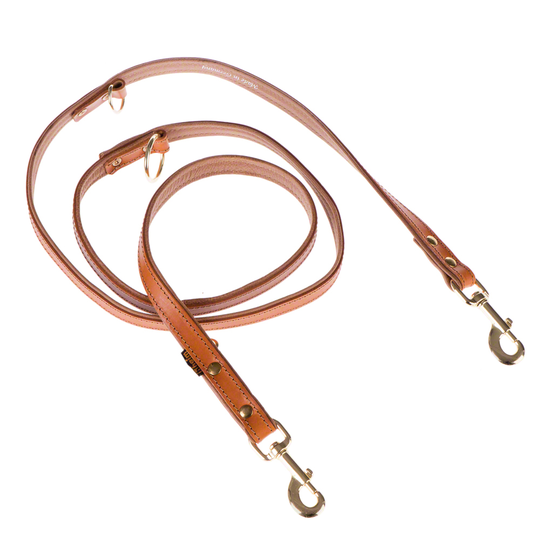 Heim Buffalo läderhalsband & koppel, konjak - Halsband storlek 60 + koppel 200 cm