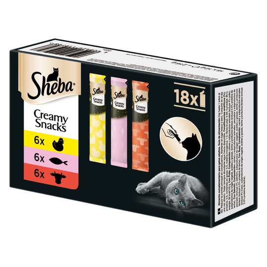 3 + 1 på köpet! 4 x Sheba Creamy Snacks - Multipack (4 x 18 x 12 g)