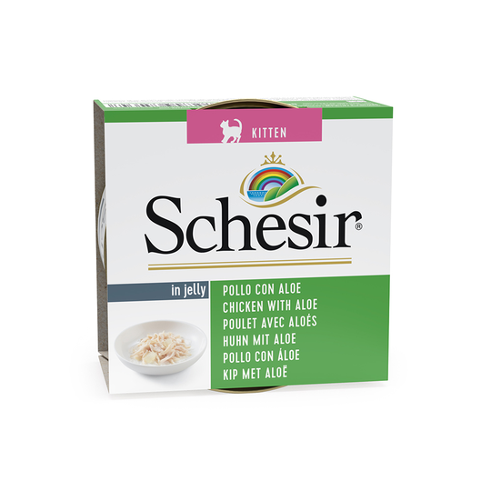 Ekonomipack: Schesir i gelé 24 x 85 g Kitten: Kycklingfilé & Aloe