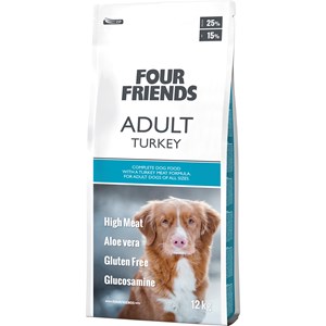 Hundfoder Four Friends Dog Adult Turkey, 12 kg