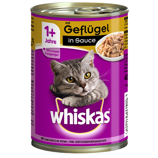 Whiskas 1+ burkar 12 x 400 g - 1+ Fjäderfä i sås
