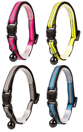 Katthalsband med reflex, 4 olika färger