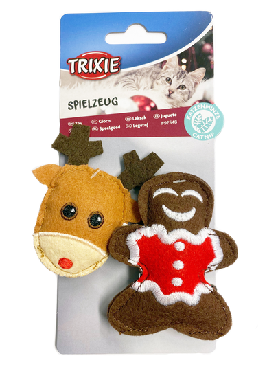 Kattleksak jul 2-pack, älg & pepparkaka