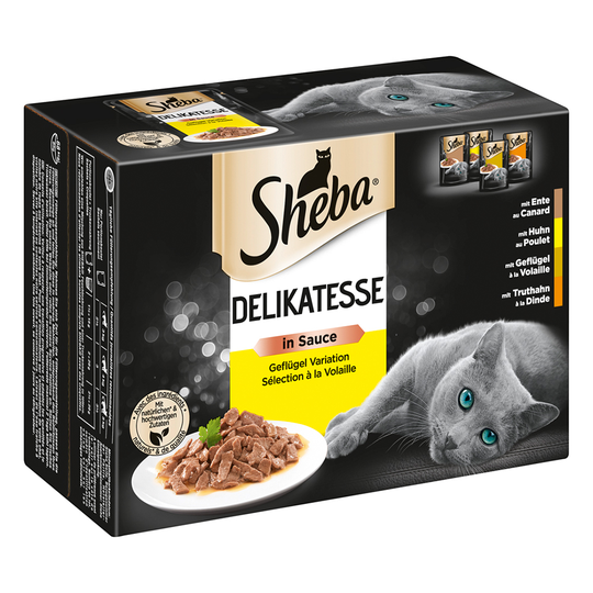 Ekonomipack: 48 x 85 g Sheba portionspåsar Delicatesse in Sauce Fjäderfä