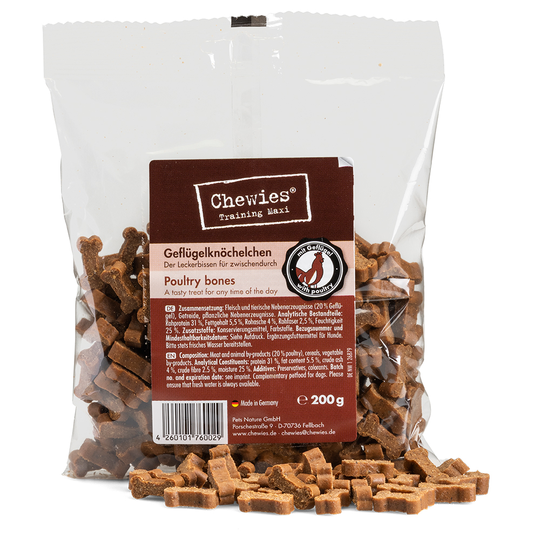Karlie Doggy Brain Train 2in1 - Passande snacks: 200 g Chewies Bones belöningsgodis (fågel)