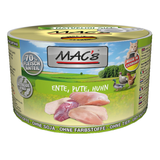 MAC's Cat kattfoder 6 x 200 g - Anka, kalkon, kyckling