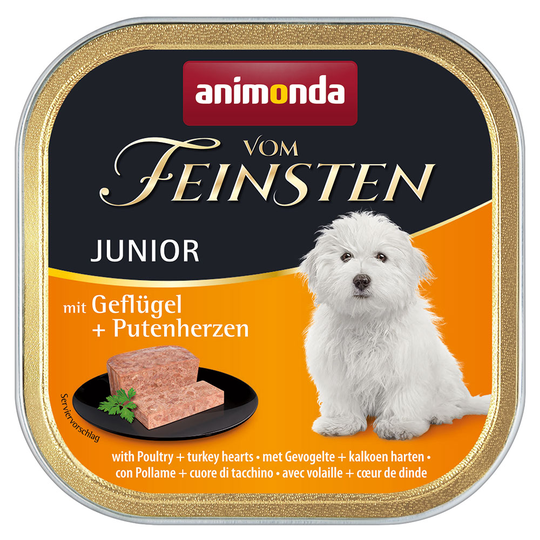 Gourmetpaket: Animonda Vom Feinsten 24 x 150 g - Junior: Fågel & kalkonhjärta
