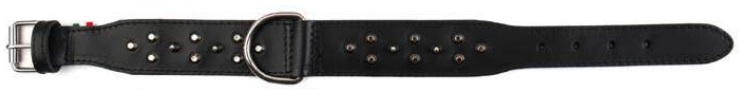 Leopet Pitbull Läderhalsband med Nitar - Svart (70 cm)