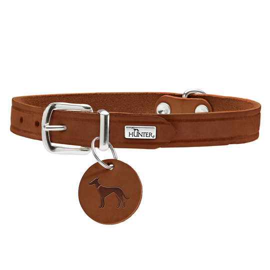HUNTER Aalborg, cognac hundhalsband - Stl. L: 45-55 cm halsomfång