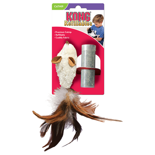 KONG Feather Mouse med kattmynta - 1 st + extra kattmynta