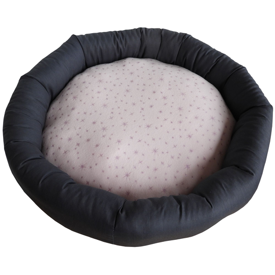 Rund Bädd med Stjärnor Rosa/Grå - ø 50 cm