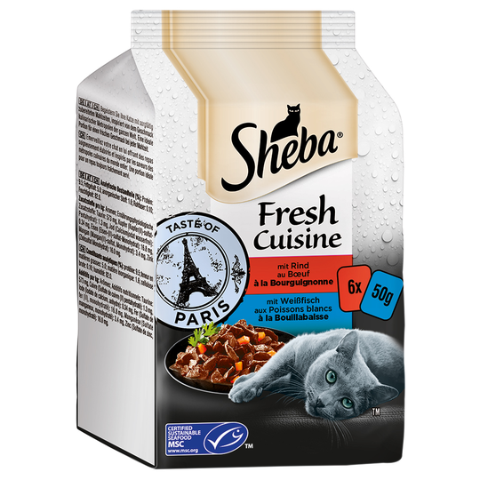 Ekonomipack: Sheba Fresh Cuisine Taste of Paris (MSC) 36 x 50 g - Nötkött & Vitfisk