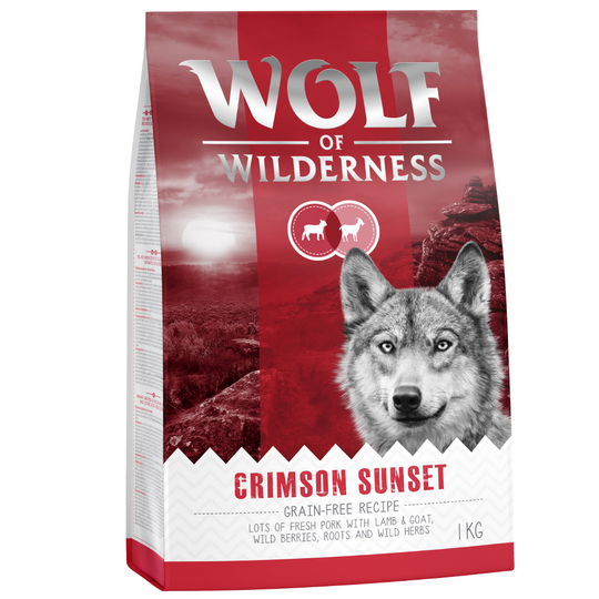 2 + 1 på köpet! 3 x 1 kg Wolf of Wilderness Classic/Soft - Adult Crimson Sunset - Lamb & Goat