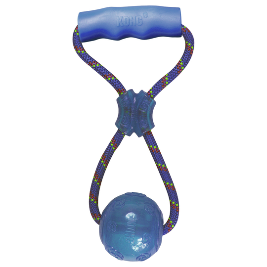 KONG Squeezz Ball med handtag - L: ca 32,5 cm; Ball: Ø 8 cm; Griff: L 11 x 2 cm