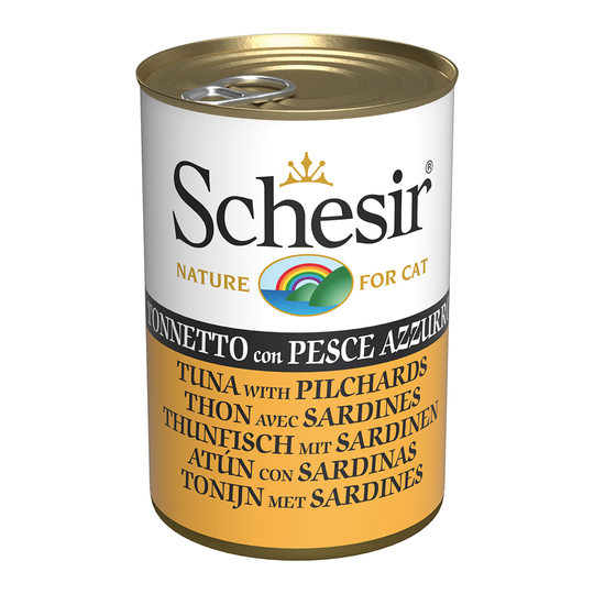 Ekonomipack: Schesir 12 x 140 g - Tonfisk & sardiner i gelé