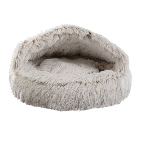 Little&Bigger Fluffy Cave Kattbädd Grå/Brun 50 cm