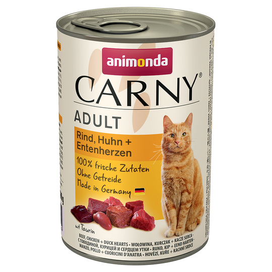 Animonda Carny Adult 6 x 400 g - Nötkött, kyckling & ankhjärtan
