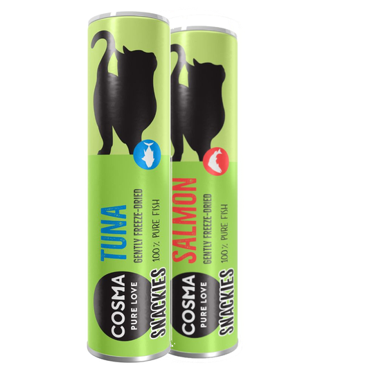 Cosma Snackies provmix till sparpris! - 30 g, 2 sorter (tonfisk, lax)