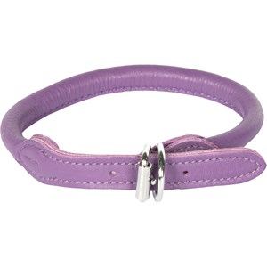 Hundhalsband Breeder's Läder Rundsytt, Lila - LILA, 25CM