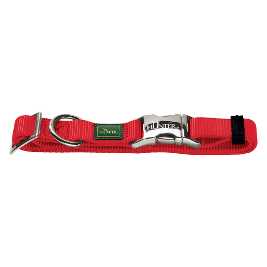 HUNTER Vario Basic Alu-Strong halsband, rött - Storlek M: 40 - 55 cm halsomfång