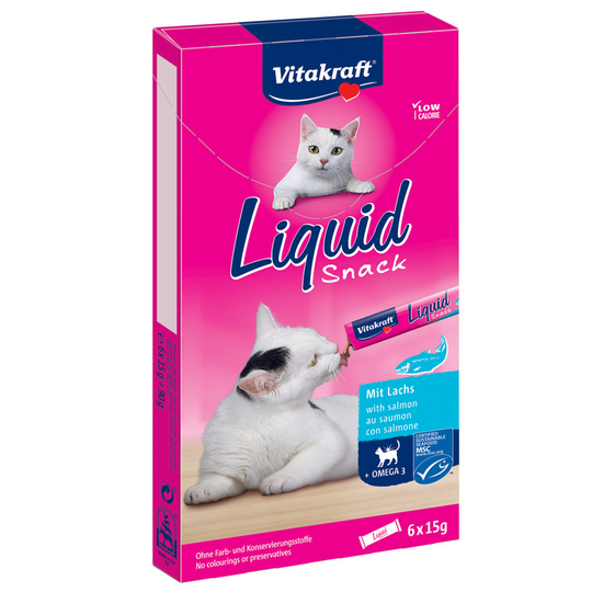 Vitakraft Cat Liquid-Snack Lax & omega-3 - 6 x 15 g