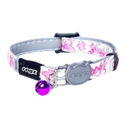 Katthalsband Rogz Glowcat Rosa Butterflies XS