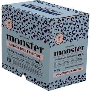 Kattmat Monster Cat Pouches Adult Salmon, 8x85 g