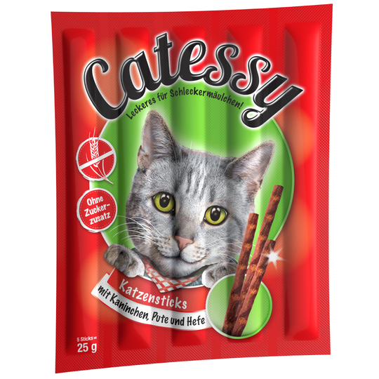 Ekonomipack: Catessy Sticks 50 x 5 g - Kanin, kalkon & jäst