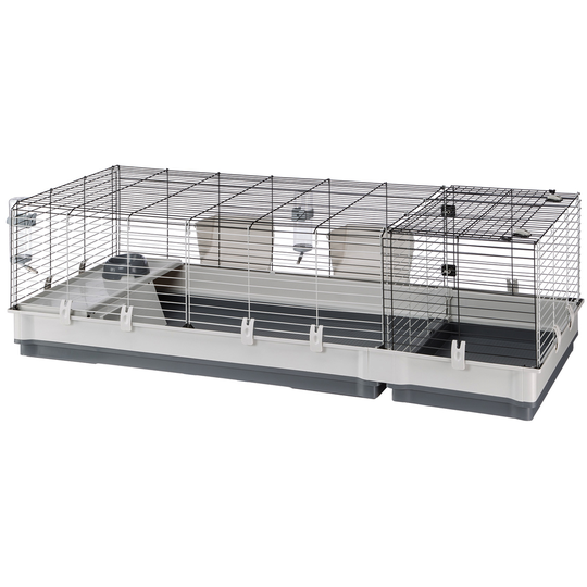 Ferplast Plaza 160 smådjursbur - Sparset: bur + trähus (L 42 x B 60 x H 50 cm)