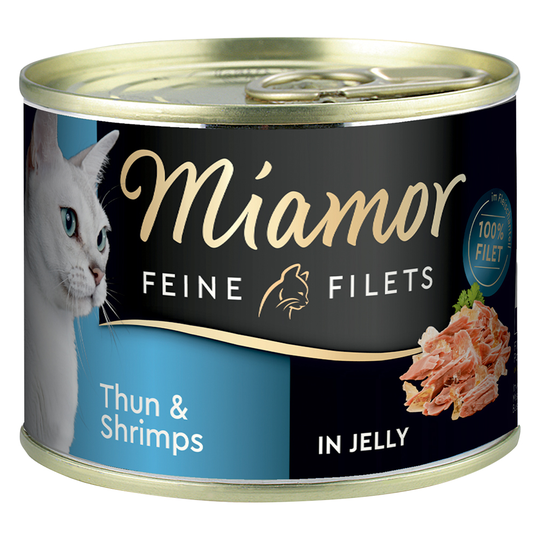 Ekonomipack: Miamor Fine Filets 12 x 185 g - Tonfisk & räkor i gelé