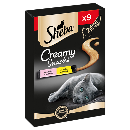 3 + 1 på köpet! 4 x Sheba Creamy Snacks - Kyckling + Lax (4 x 9 x 12 g)