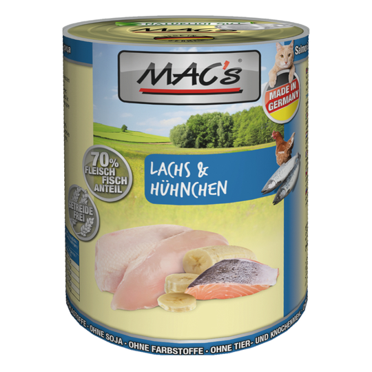 Ekonomipack: MAC's Cat kattfoder 12 x 400 g - Lax & kyckling