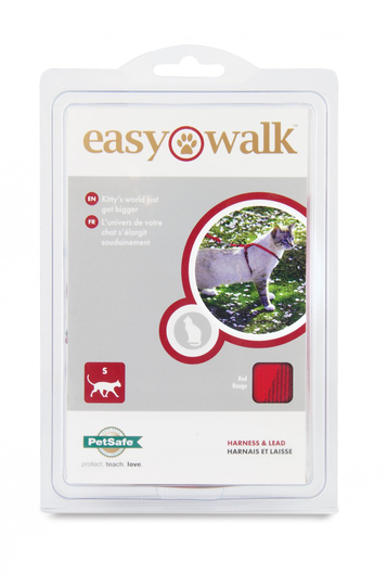 EasyWalk Ställbar Kattsele med Koppel - Röd (Small)