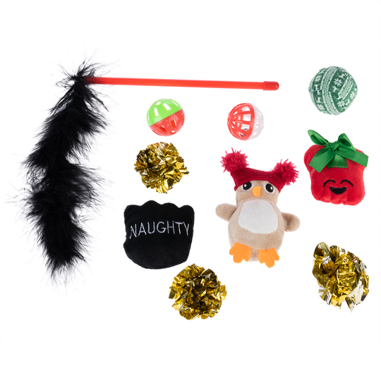 Christmas leksaksset för katter - 10-delat set