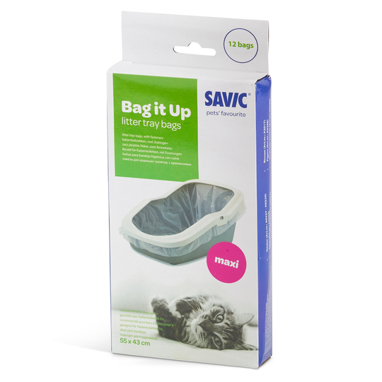 Savic Nestor Impression "Flamingo" kattlåda med tak - Bag it Up Litter Tray Bags, Maxi, 1 x 12 st