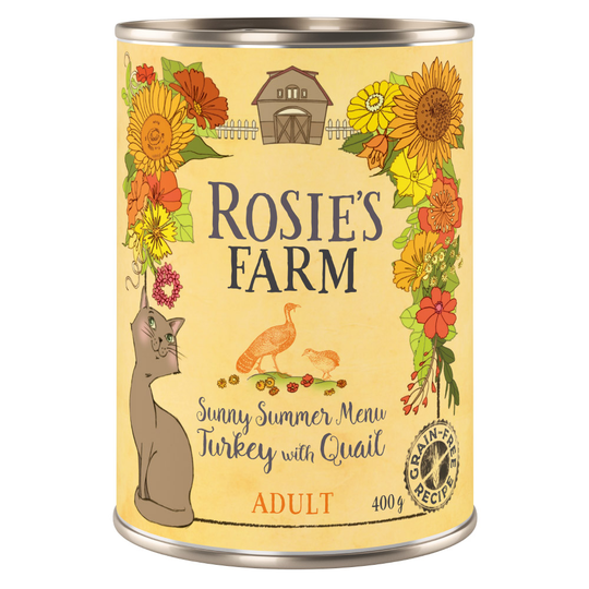 Rosie's Farm Adult 6 x 400 g - Summer Edition: Kalkon med vaktel