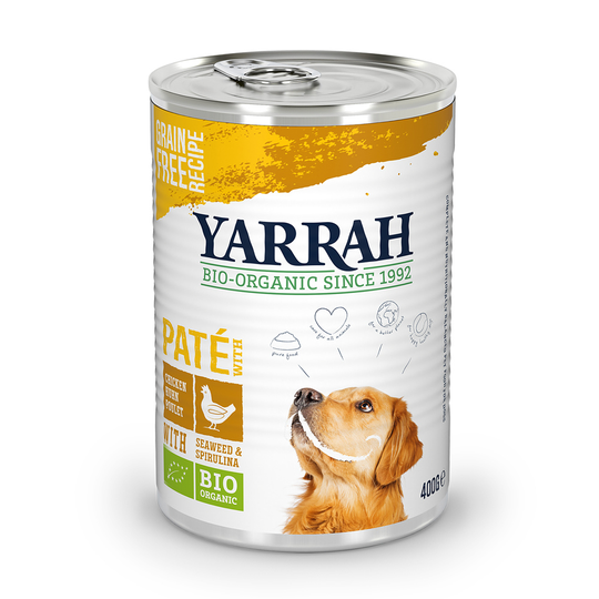 9 + 3 på köpet! 12 burkar Yarrah Organic - Paté: eko-kyckling med eko-havsalger & eko-spirulina 12 x 400 g