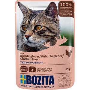 Kattmat Bozita Bitar i gelé Kycklinglever, 85 g