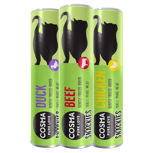 Cosma Snackies provmix till sparpris! - 46 g, 3 sorter (kyckling, anka, nötkött)