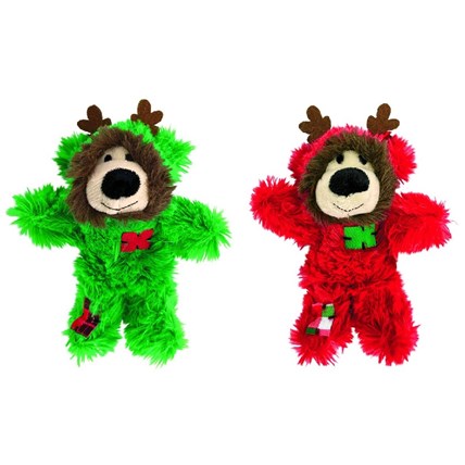 KONG Julleksak Softies Pajama Bear Mix 10cm, Röd
