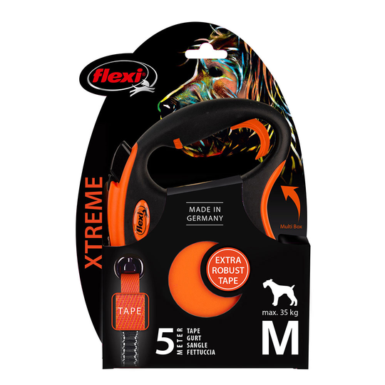 flexi Xtreme bandkoppel orange, 5 m - M: upp till 35 kg
